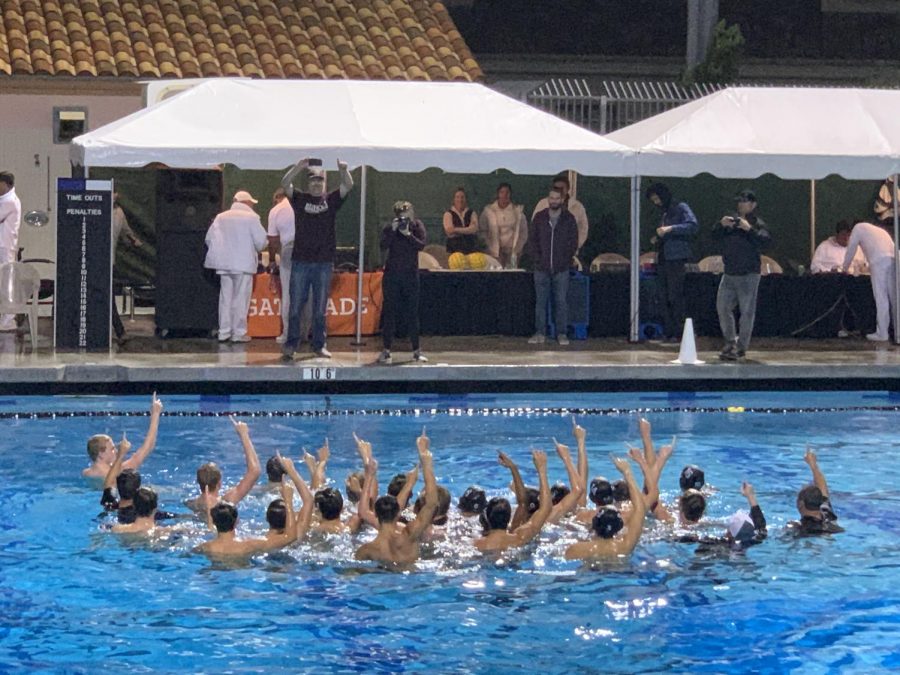 The triumphant Knights jumped in the pool to celebrate their success. PC: Sepi Arrowsmith