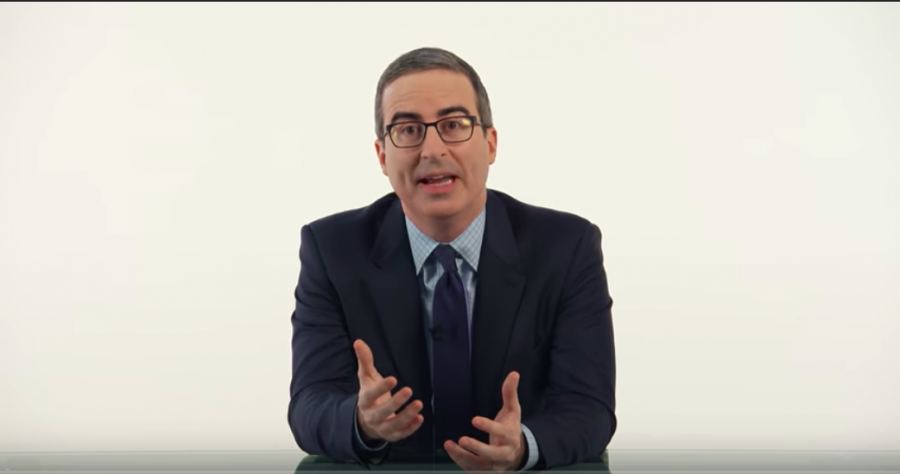 John Oliver filmed his show without a studio audience and with a limited set crew.