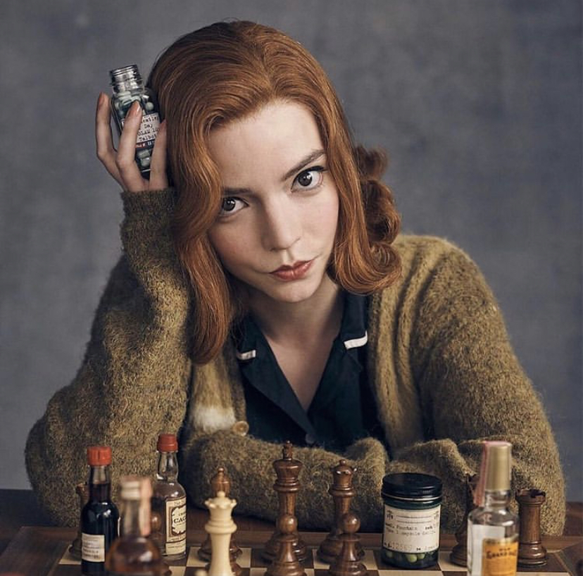 In The Queen’s Gambit, main character Beth Harmon struggles with addiction as she rises into the international spotlight for her chess abilities.