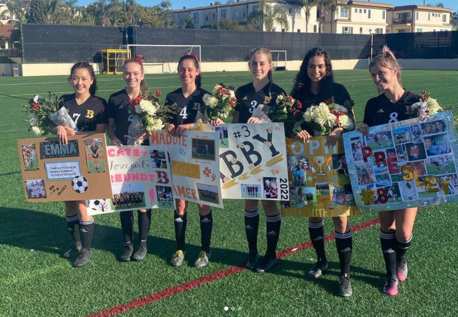 The teams underclassmen honored their seniors with flowers and thoughtfully decorated posters before their game against Escondido Charter.