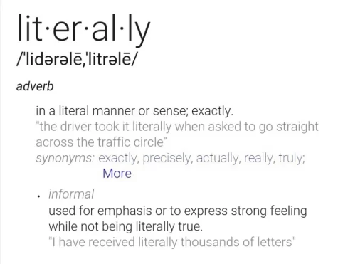 Google Changes Definition of 'Literally