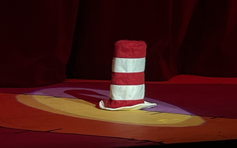 Before Seussical begins, a particular striped hat rests alone on the stage, waiting to be worn.