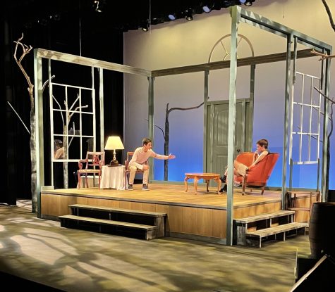 Ben Hollingshead (‘24) and James Stutts (‘23) did some serious acting chops on the set of their last rehearsal before tech week. The set was made by Jack Rudy (‘26), John “Jerry” Huber (‘24), Kenneth Xiong (‘23), Ariadne Georgiou (‘26), Sophie Zeng (‘26), Abie Nahl (‘26), Charlotte Banta (‘23), and Rian Singh (‘25).