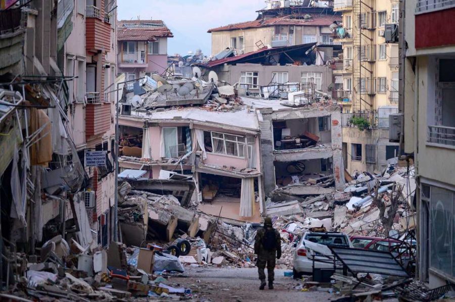 Pictured is Hatay, Turkey. Over 160,000 buildings in Turkey collapsed after the 7.8 magnitude earthquake, many because of lenient building codes. 
