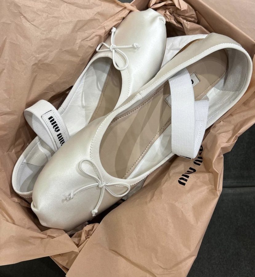 Miu Miu, a high fashion brand, released their viral satin ballet flats in 2016, which bear a resemblance to the classic pointe shoe.
