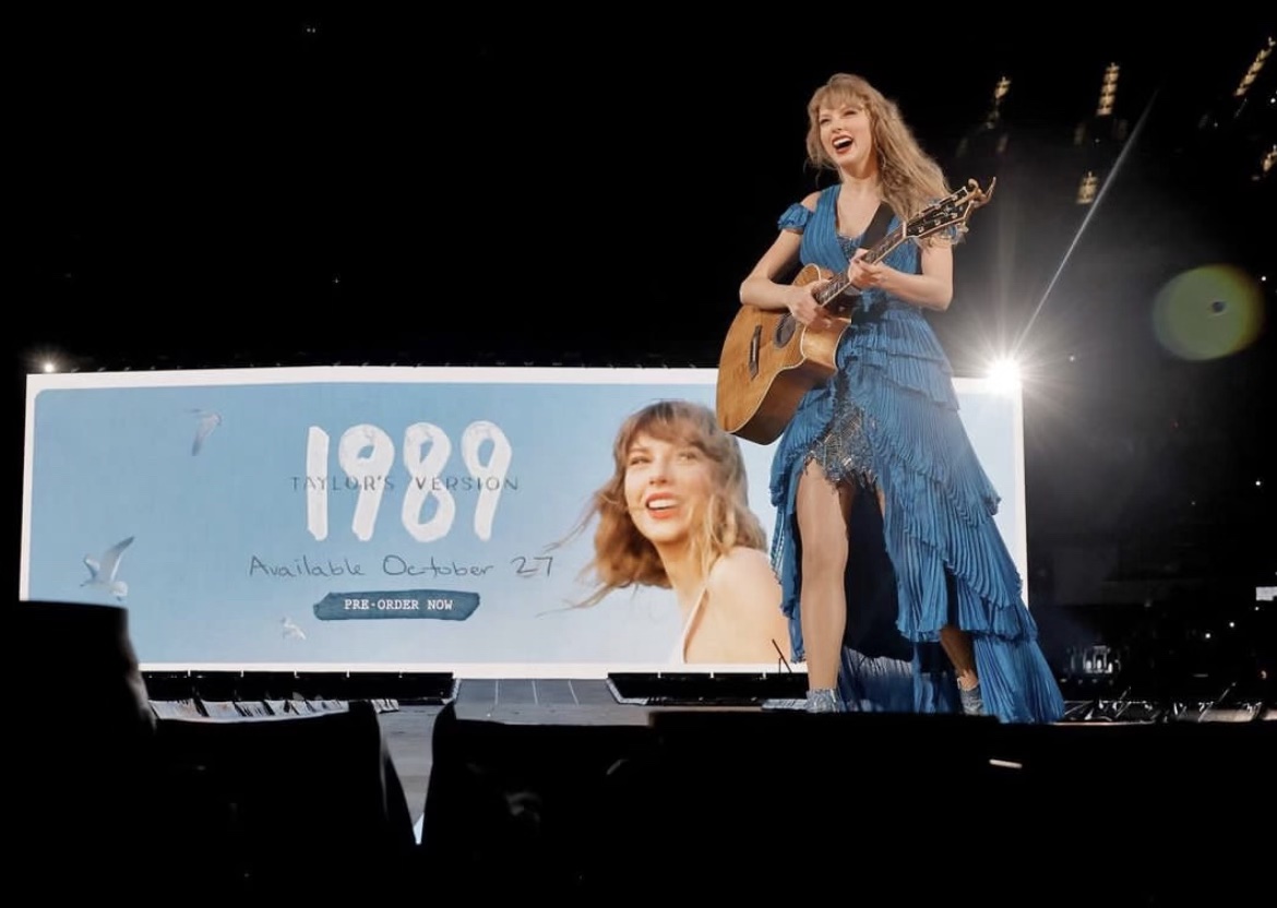 Taylor Swift on August 8th, 2023, the closing night of the U.S. leg of the Eras Tour, just moments after she announced “1989 (Taylor’s Version)” to the crowd. 
