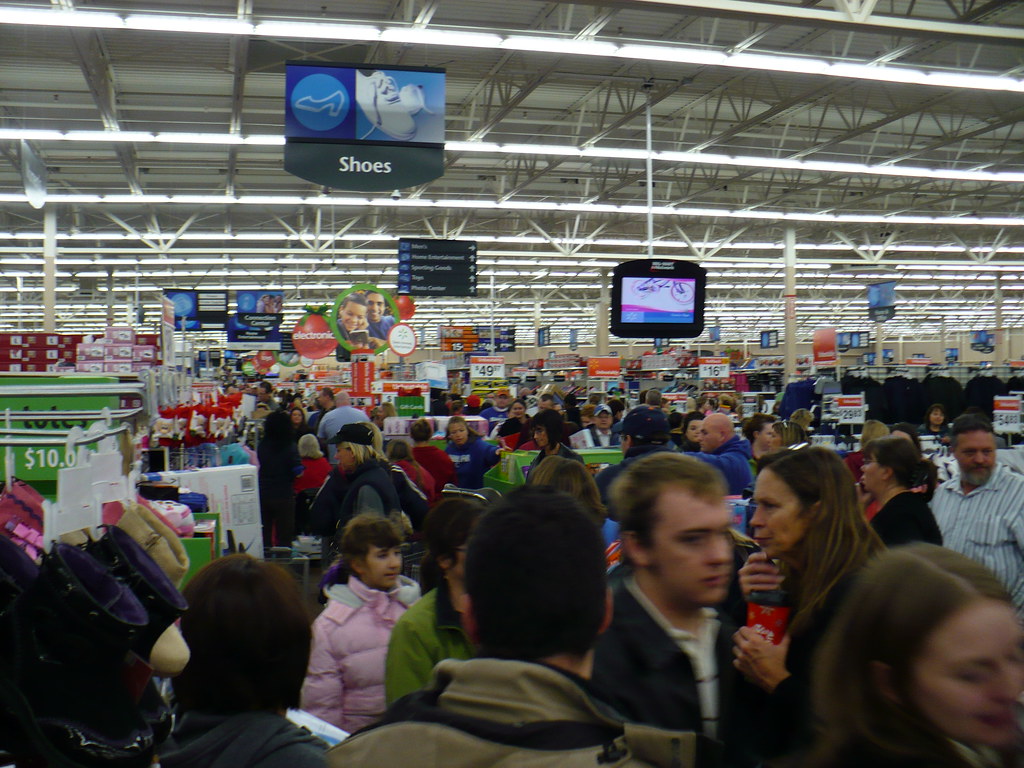 On Black Friday stores used to fill with people. Now, malls are less and less populated as many take to their screens to do their holiday shopping. This image was taken in a Walmart in 2008, when Black Friday was incredibly chaotic as people all aimed to get the best deals.