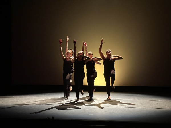 This piece was choreographed by alum Kai Mateo (‘13). Sabrina Li (‘24) mentioned that she’s “so happy to have gotten the chance to work with” many of the alumni choreographers. Pictured are dancers Isadora Blatt (‘24), Andrew Perkins (‘24), Sanskar Lohchab (‘24), and Izzy Tang (‘24) rehearsing for “When We Move.” 