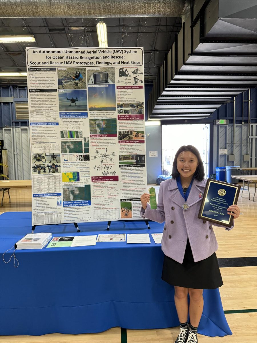 Angelina Kim (‘25) won a Grand Award at the Greater San Diego Science & Engineering Fair for her project on a “system that allows for rip current identification and then rescue of people caught in that rip current,” she explained.
