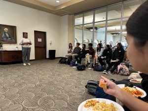 Students listened to Director of Diversity, Equity, Inclusion, and Justice Ms. Valissa Thomas introduce the guidelines for the Town Hall, which included following the Respectful Dialogue Practices and allowing students the opportunity to use emotion cards, meant to help students express their feelings regarding the election. 
