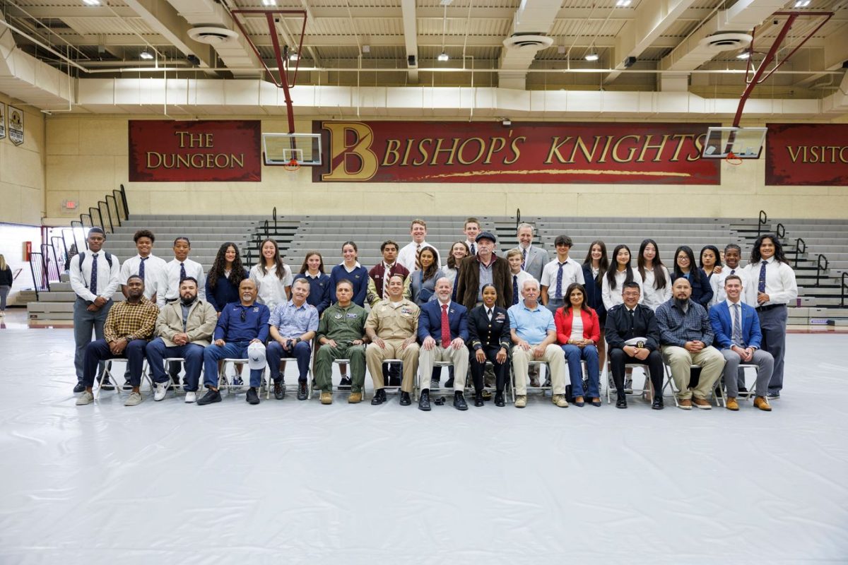 The Bishop’s Veterans Day Chapel honored veterans in the School’s community, with speeches from students in military families. In his speech, Jack Harvey (‘25) said, “I hope that when you leave this chapel, you take the opportunity to think and reflect on those who served in our service. And think about the choice they made. To forego some other route and instead commit themselves to service. For you, and for those around you.”