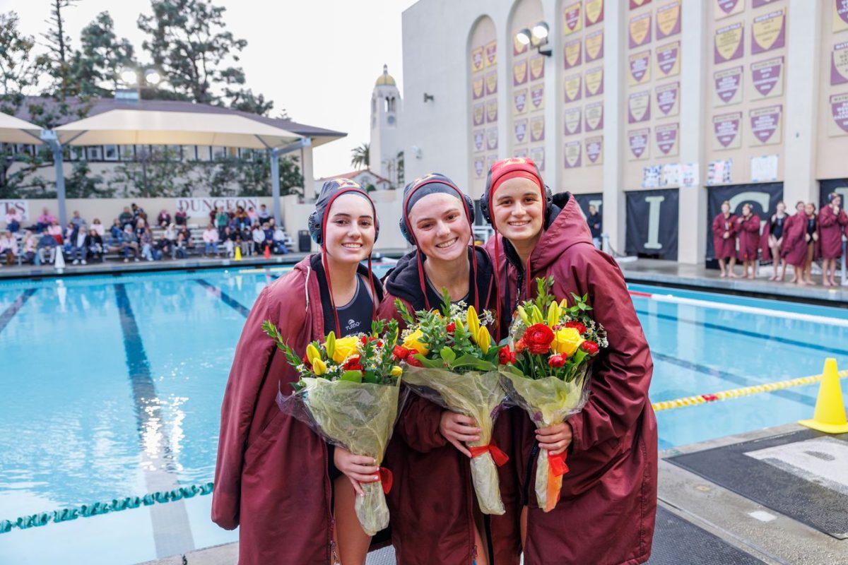 The three seniors Kylie Nordan, Sydney Hagan, and Madeline “Maddy” Lane (left to right), celebrated the four years that they spent together on this team.