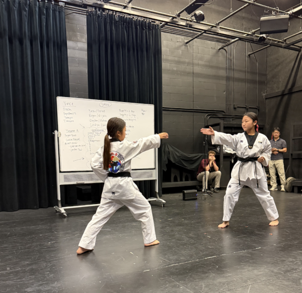 Leia (‘30) and Sara Park (‘32) ended their combative performance with a yell known as a kiyap. Leia explained with a proud smile, “I realized this when I was little, but not many people see taekwondo every day. For me, it’s a daily occurrence, so it feels very normal…when I do [a performance] in public, everyone’s like ‘Wow, that’s really cool’. So it always reminds me how this isn’t a normal thing in other people’s lives and I think it’s really cool that I can share that.” 