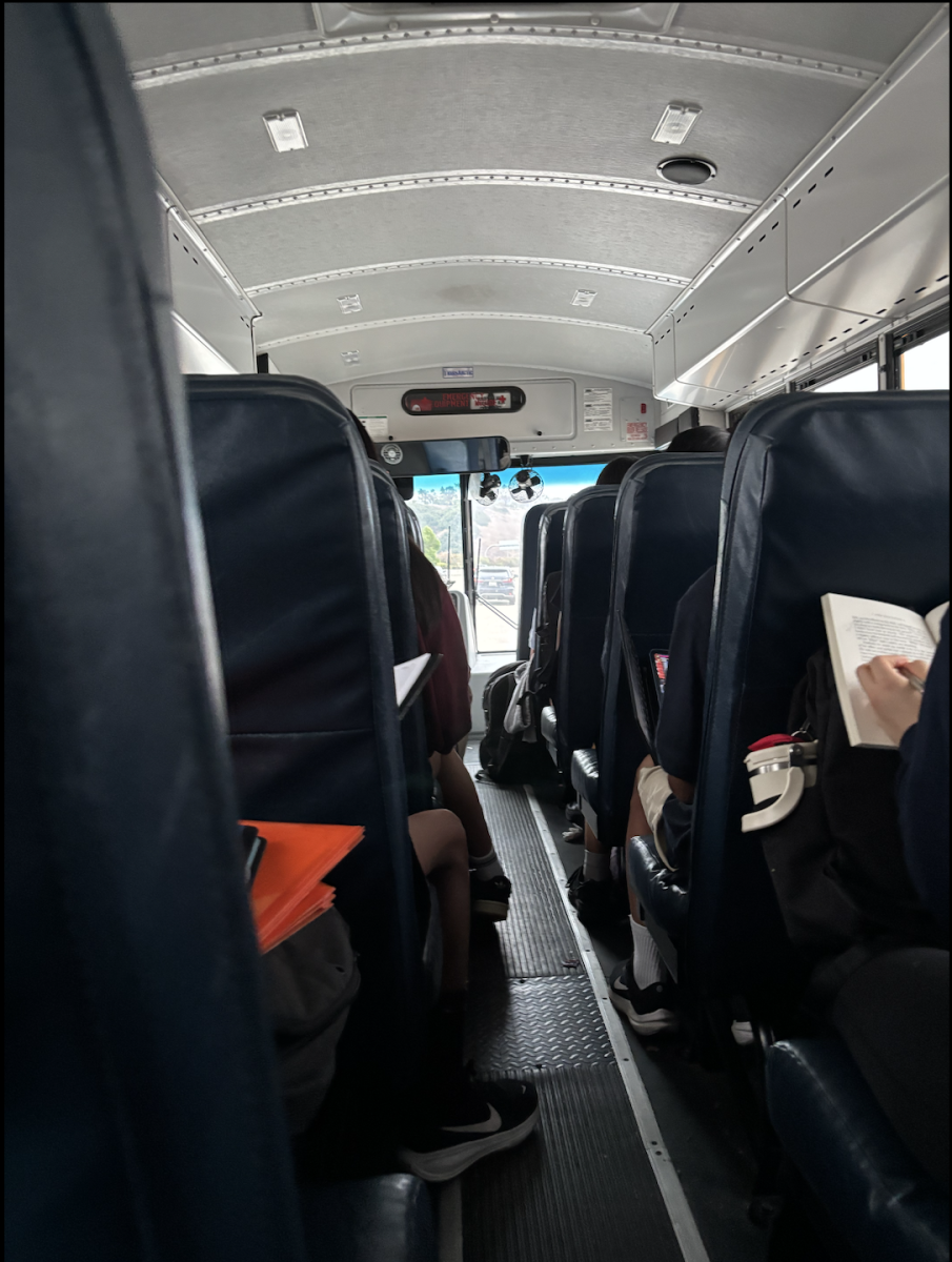 For an academically rigorous school like Bishop’s, even a 45-minute drive is precious time to work on homework. Students on Bus Three are no different — but studying is hard with little space.