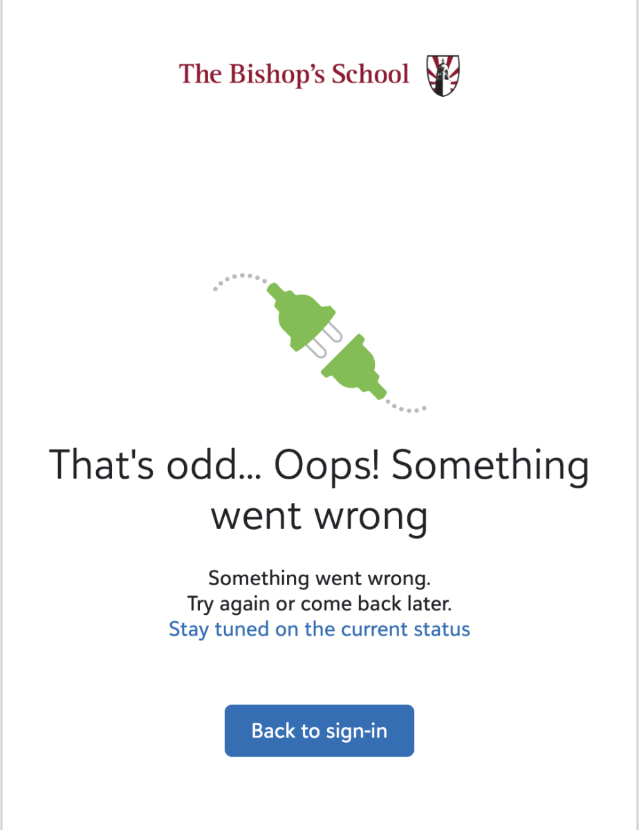 Blackbaud’s error message that filled almost every screen at Bishop’s during Microsoft’s outage for over eight hours on October 29th, 2025 – unresolved with a simple refresh, it was a message that frustrated many teachers and students alike.