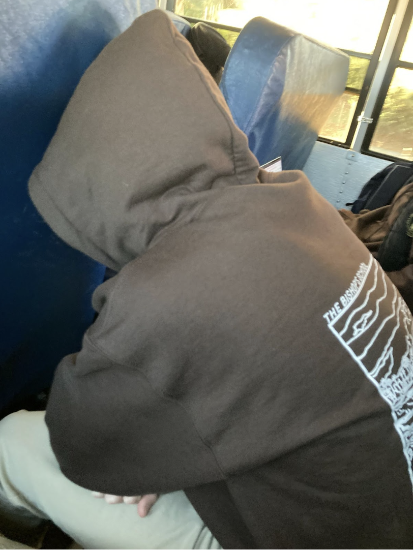 Connor Vance (‘28) finds some rest on the bus after a long night of homework on October 16th at 7:43 a.m. He describes it as “a last resort for people with packed schedules.”
