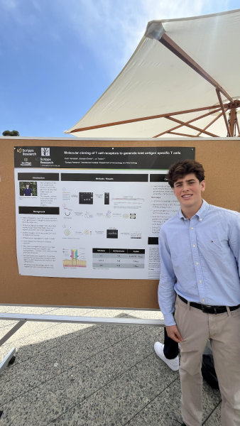 At the end of his 10 weeks at The Scripps Research Student Internship Program, Evan Hamadeh presented at the Final Poster Symposium with his research findings at the Hazen Courtyard at Scripps Research. “PhDs and postdocs gathered around and asked questions,” he added, “I had prepared for about a week with my mentor, so I was well-equipped to answer questions on the fly.”