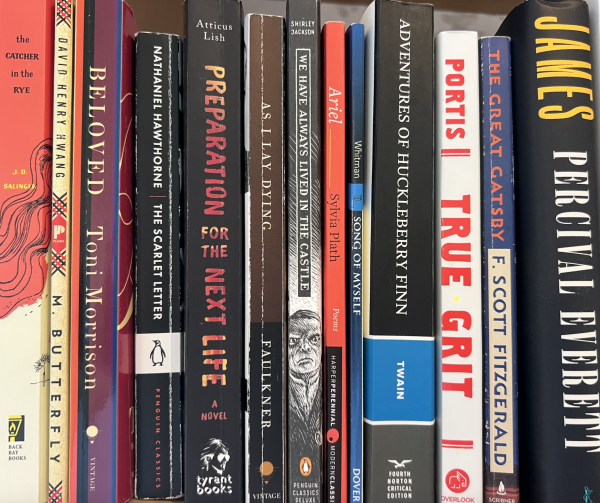 A section of my room’s bookshelf houses some of the books I read in Honors American Literature. My favorite of the bunch is Beloved by Toni Morrison.