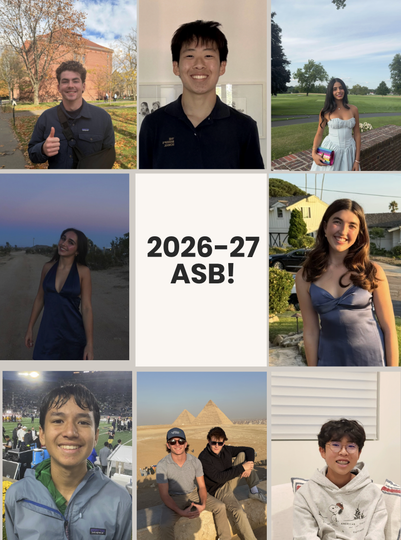 From left to right and top to bottom are Ryan O’Donovan (‘27) President, Alex Yang (‘27) Vice President, Isabelle Banaie (‘27) Secretary, Jojo Perham (‘28) Spirit Rep, Sophie Gratry (‘27) Arts Rep, Nolan Ameriks (‘27), Community Service Rep, Matthew LaBrucherie (‘27) Dungeon Rep, and Edward Baek (‘28) Chief of Staff.