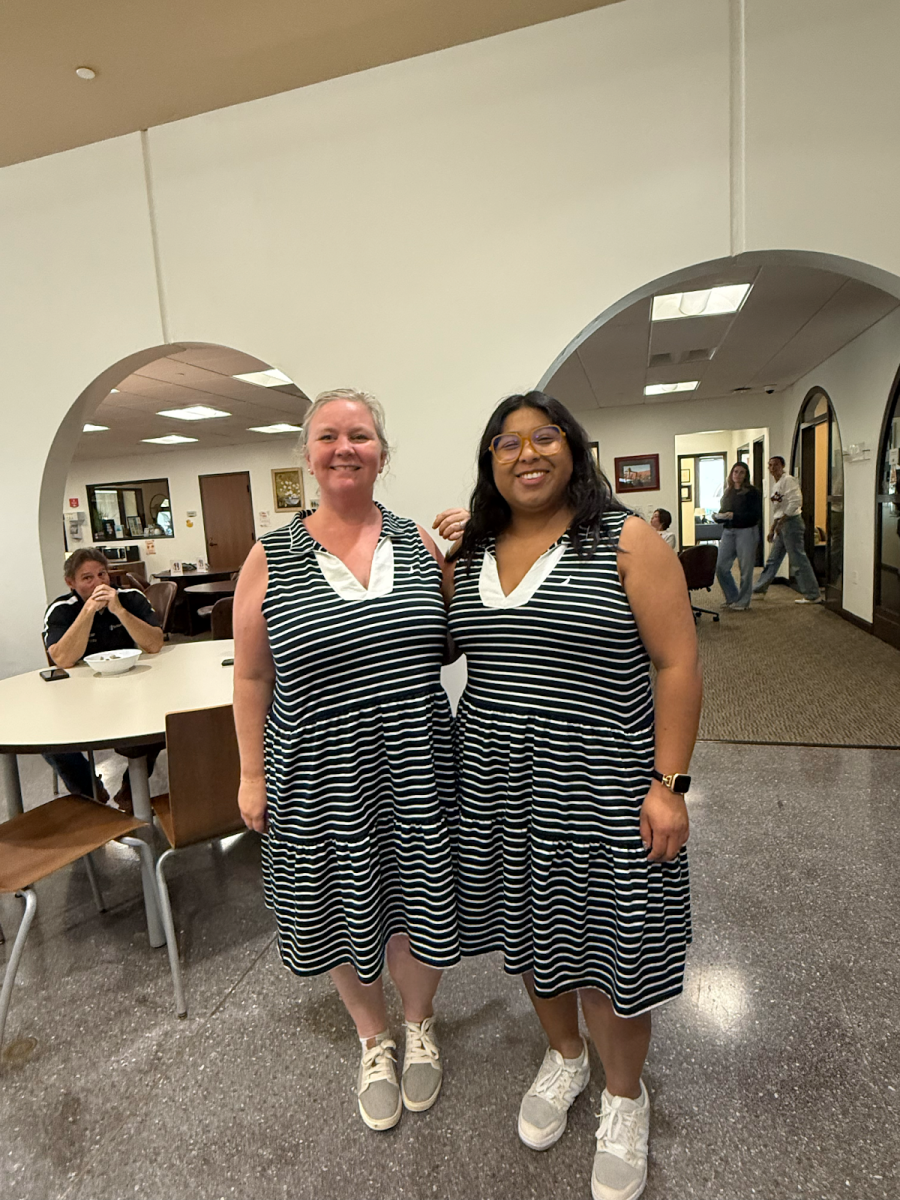 Registrar & Test Coordinator Rachael Garcia and Administrative Assistant to College Counseling & Academic Offices Ava Flores have known each other for eight years, and have gotten to be closer friends after Ms. Flores moved to the college counseling area. Ms. Garcia said, “One day we discovered that we had the same dress from Costco —  and said, ‘hey, we should wear this on twin day!’" 